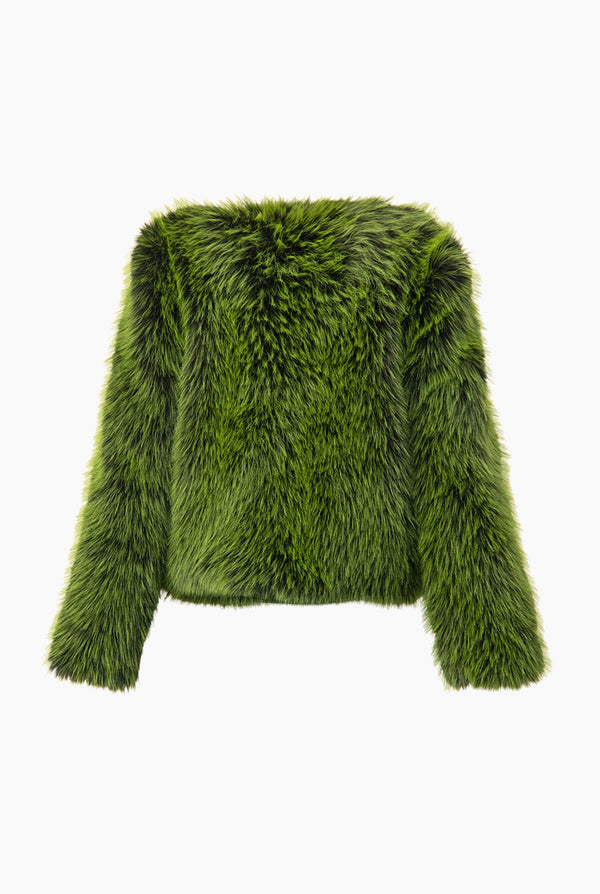 Abrigo corto de peluche verde