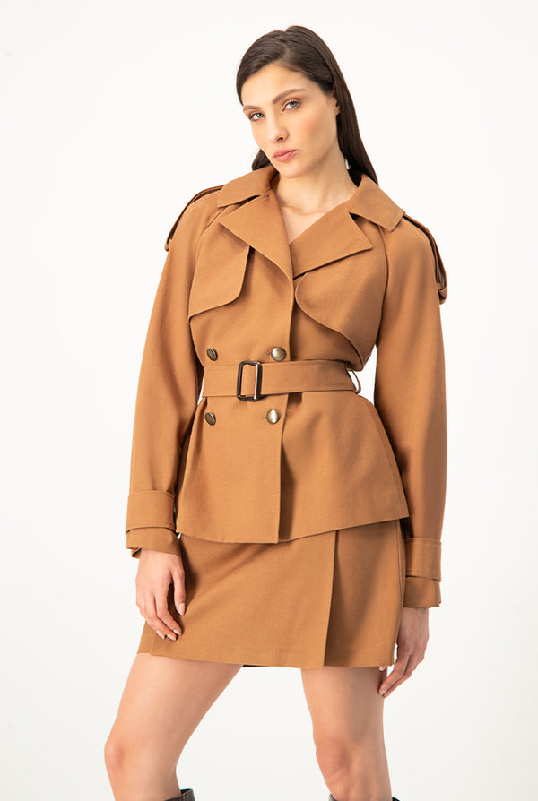 Trench cruzado corto