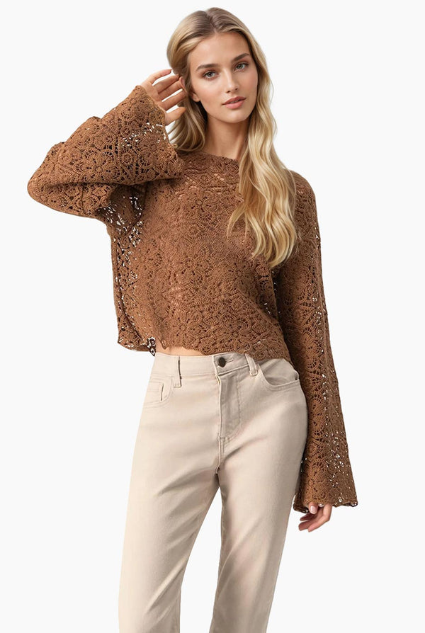 Blusa tejida de escote redondo