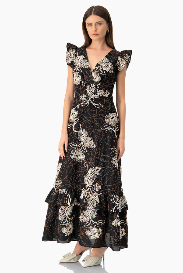 Vestido maxi escote en V