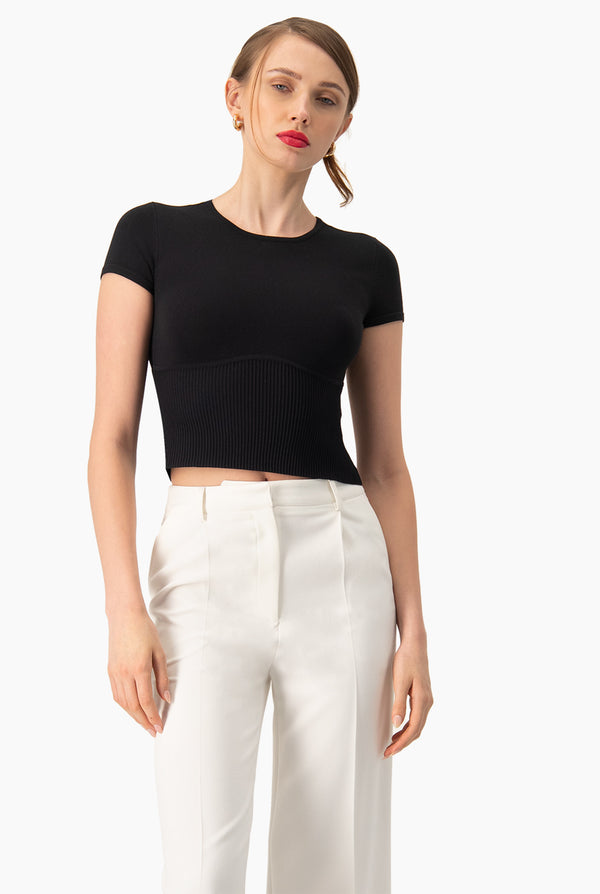 Slim Top Tejido Combinado