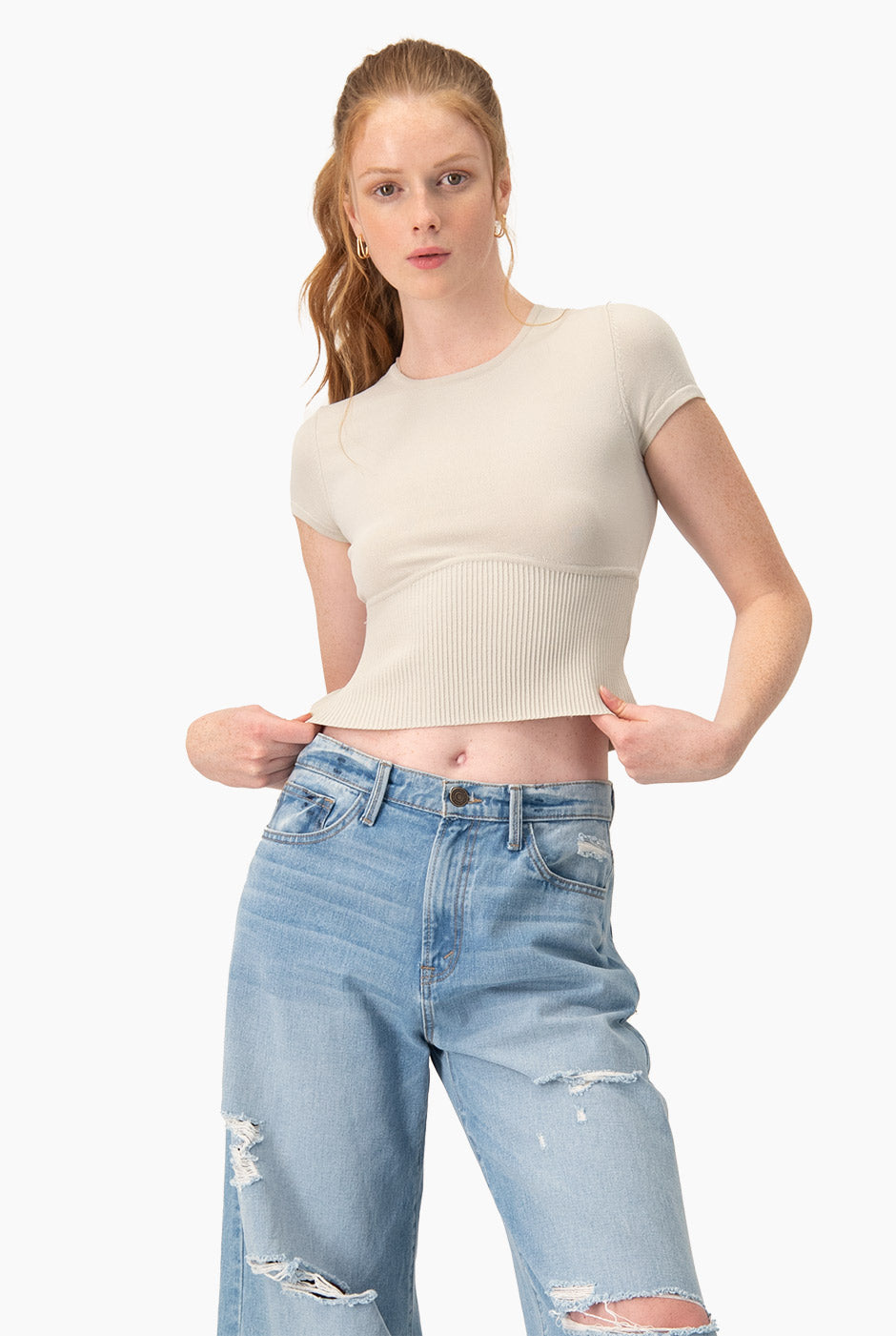 Slim Top Tejido Combinado