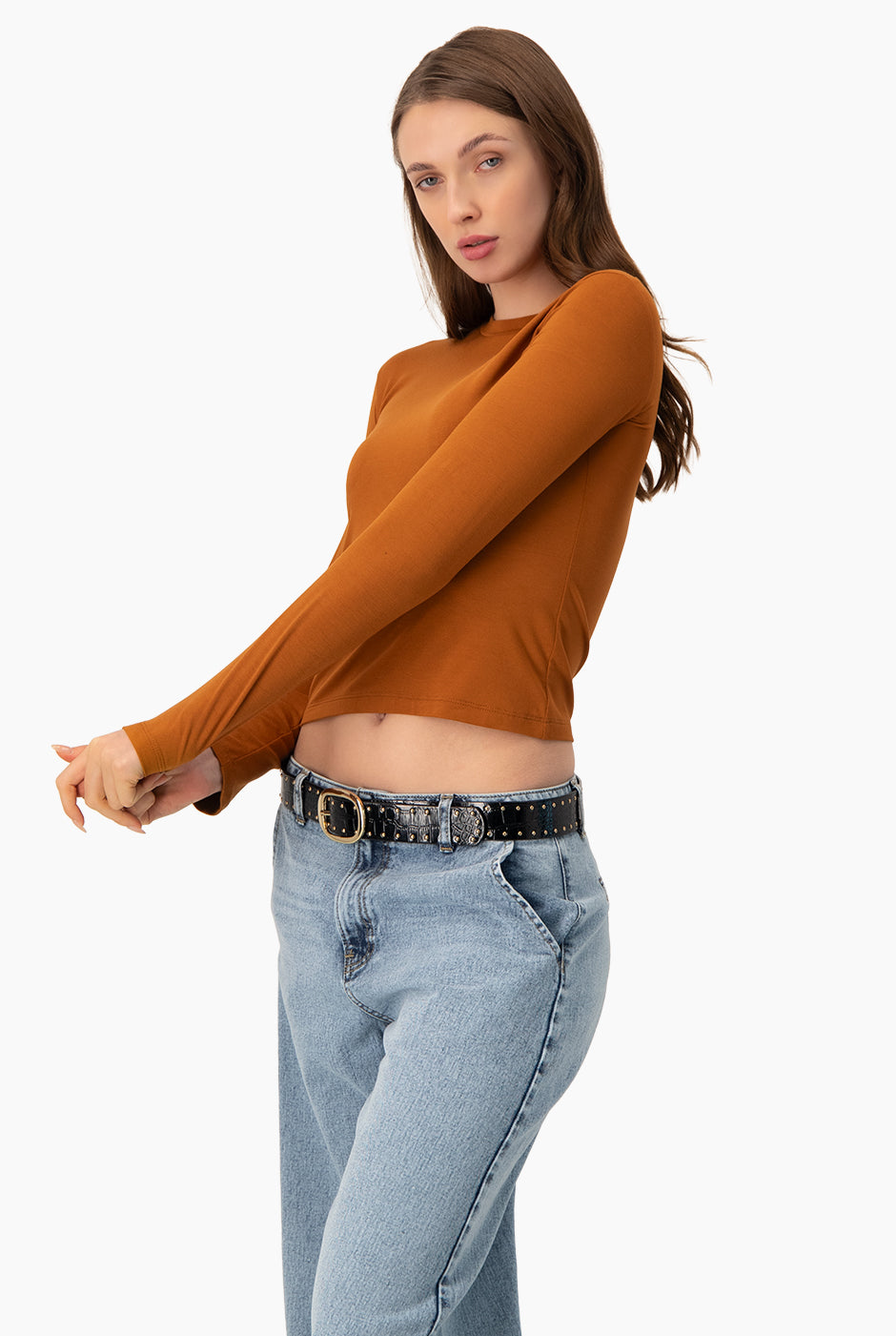 Playera basica recta manga larga