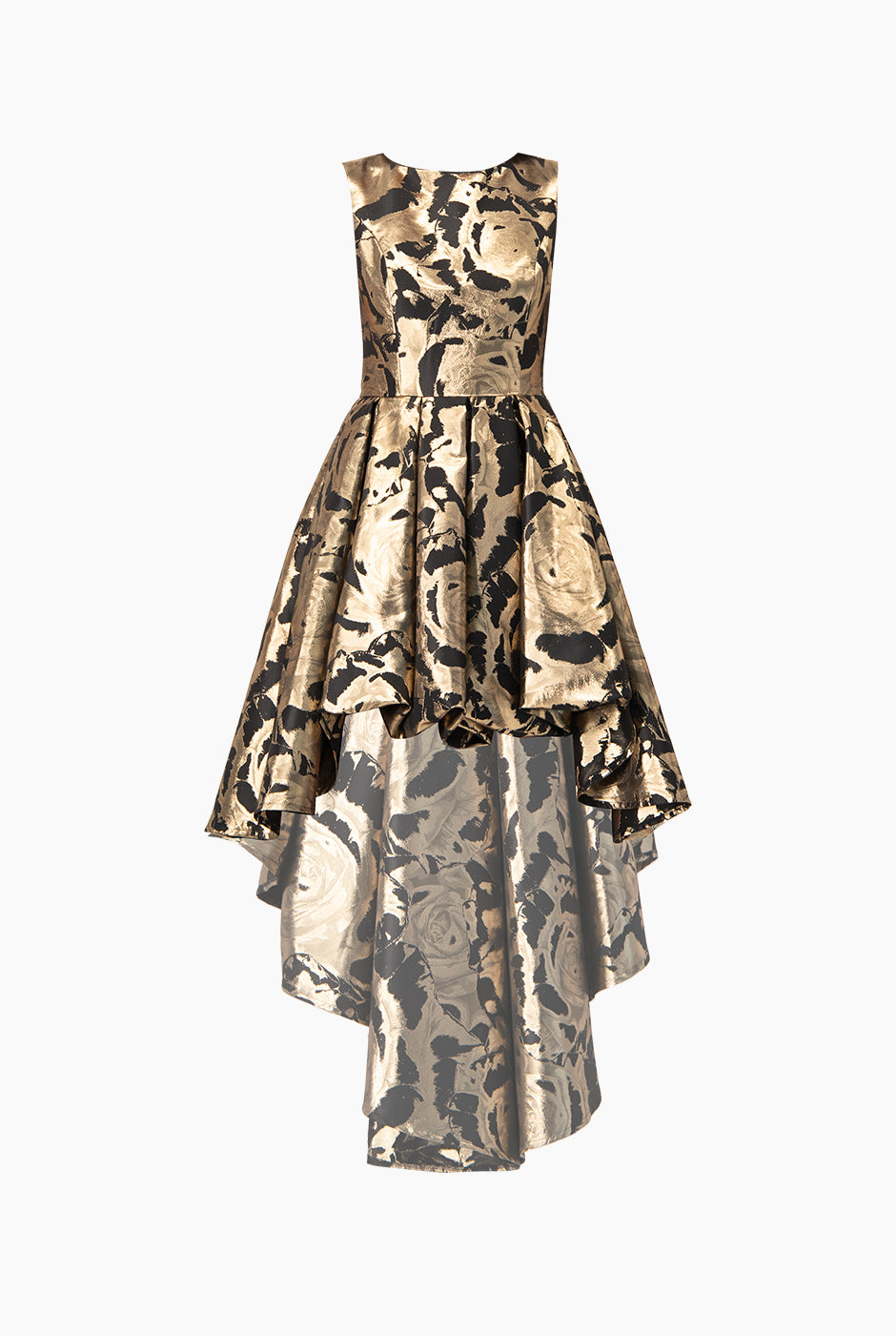 Vestido corto dorado sin mangas con escote en V