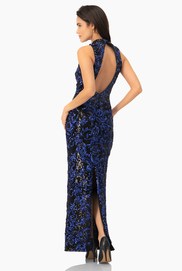 Vestido largo de lentejuelas marino
