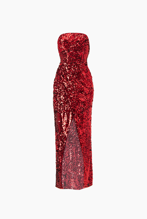 Vestido rojo strapless