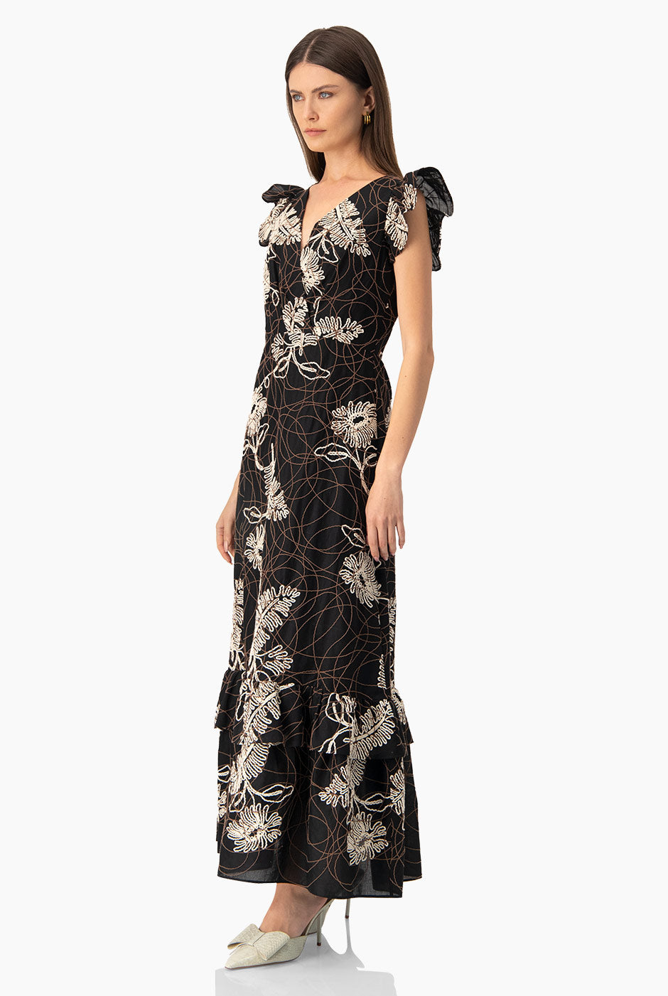 Vestido maxi escote en V