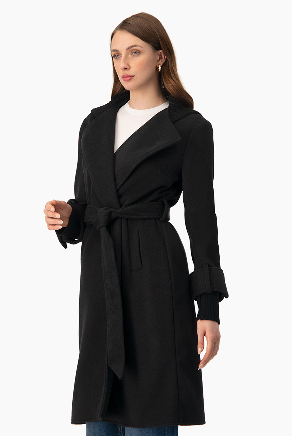 Abrigo corto cruzado con capucha