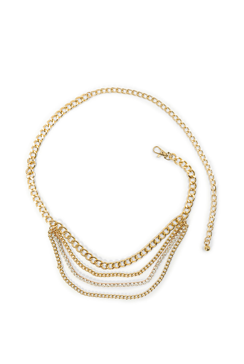 Cinturón de cadena dorada con tres capas ajustables