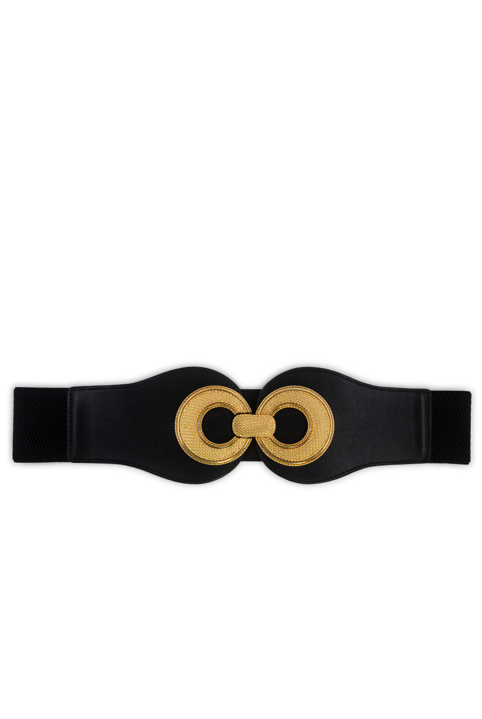 Cinturón elástico negro con hebilla dorada