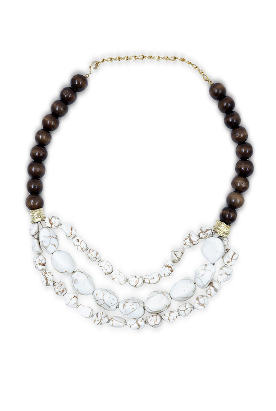 Collar de cuentas de madera con diseño casual y elegante