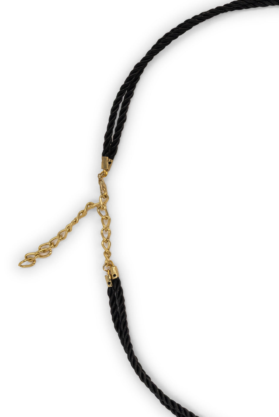 Maxi collar de cordón negro con cuentas y colgante dorado