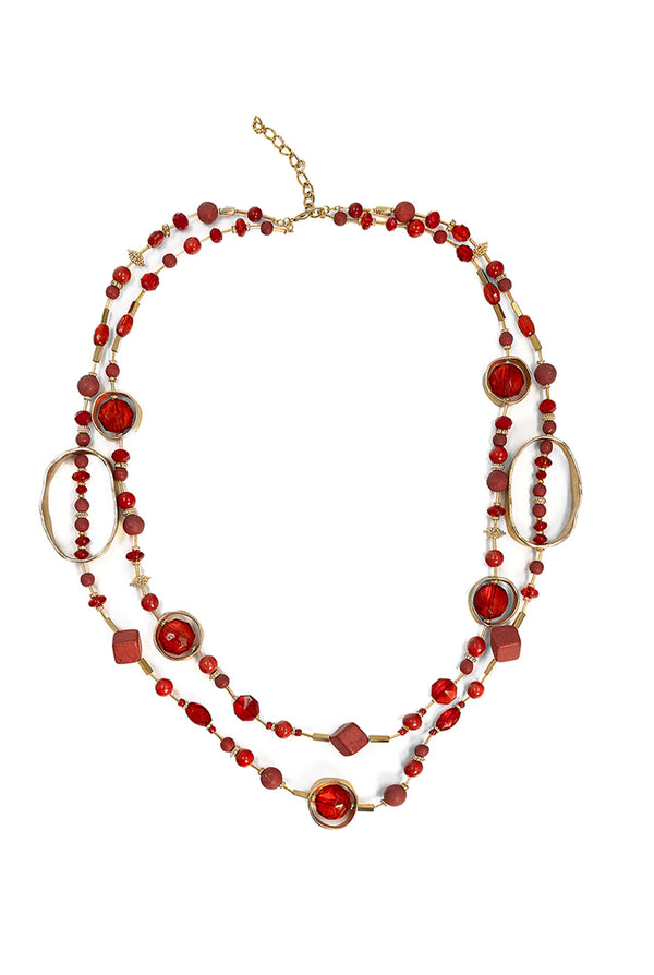 Collar Largo Golden Red