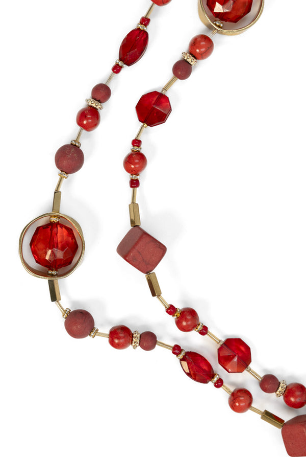 Collar Largo Golden Red