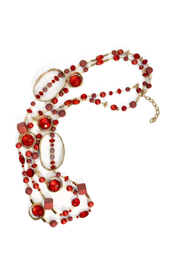 Collar Largo Golden Red