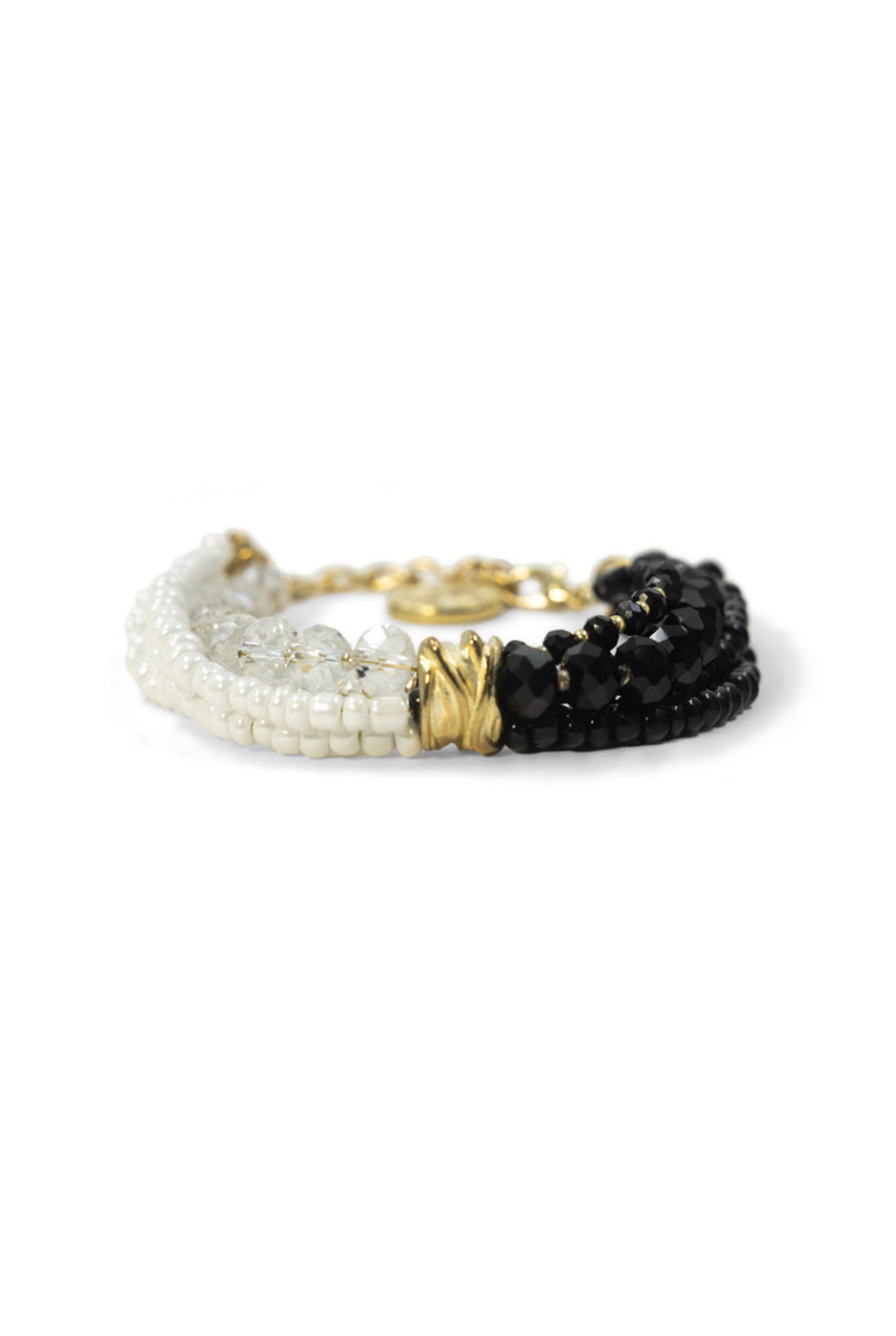Pulsera Twist bicolor con cuentas y detalle dorado
