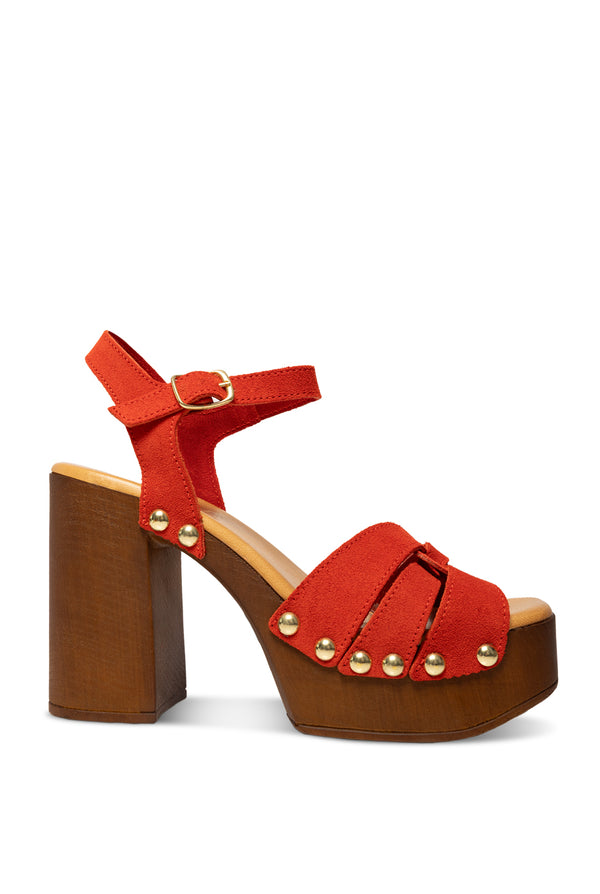 Sandalia Cuero Chunky Heel