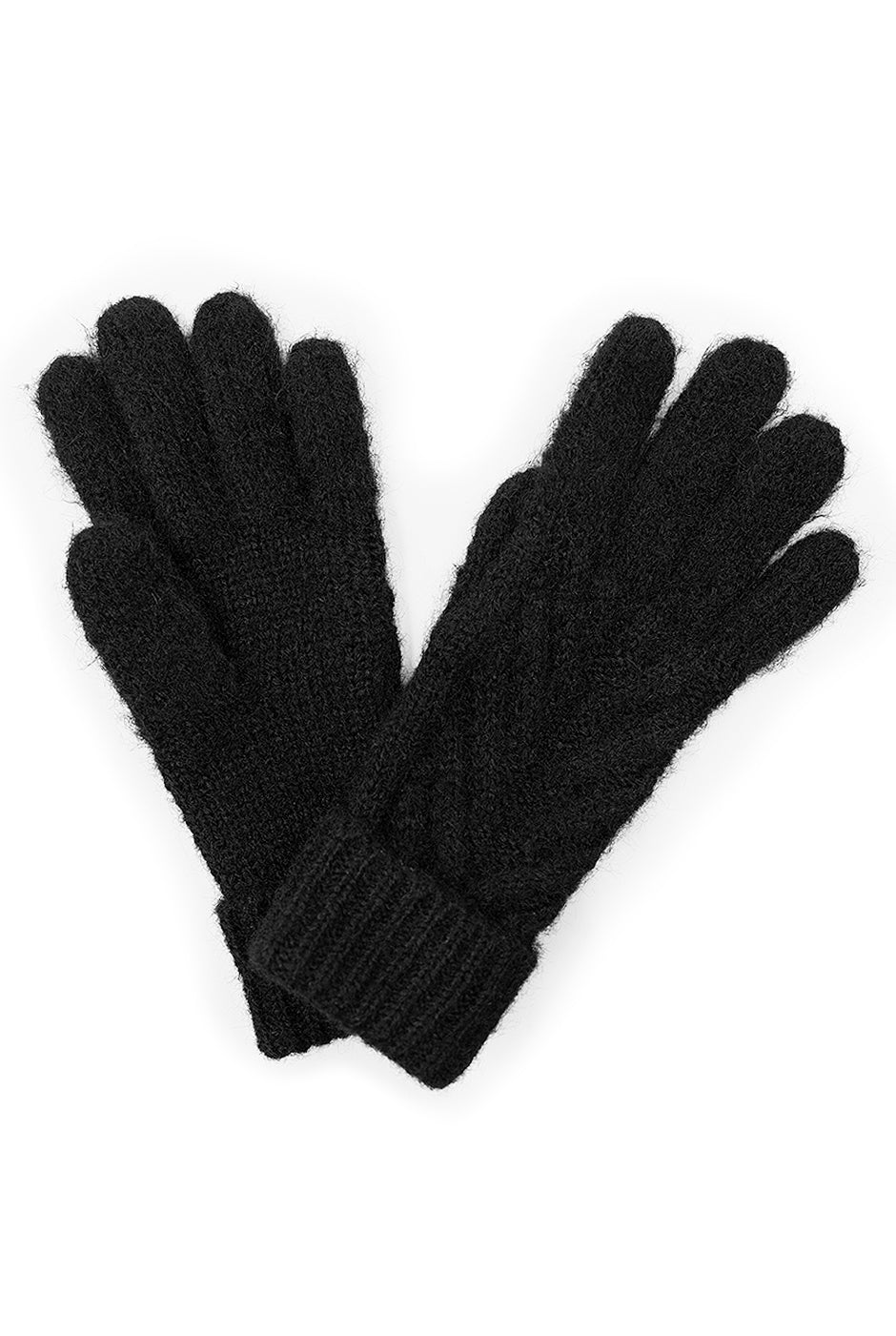 Guantes Black Knit en tejido grueso con patrón espiga
