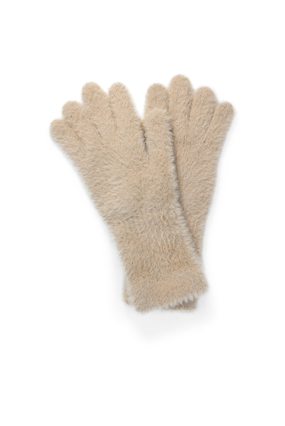 Guantes Cozy beige de pelo sintético con ojal para celular