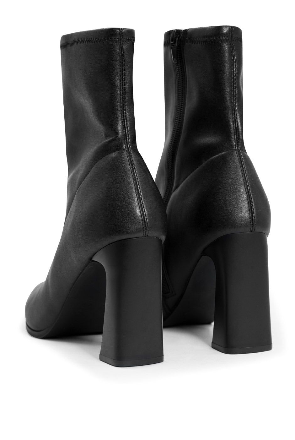 Botín PU Sock negro de ecopiel con tacón grueso y cierre lateral