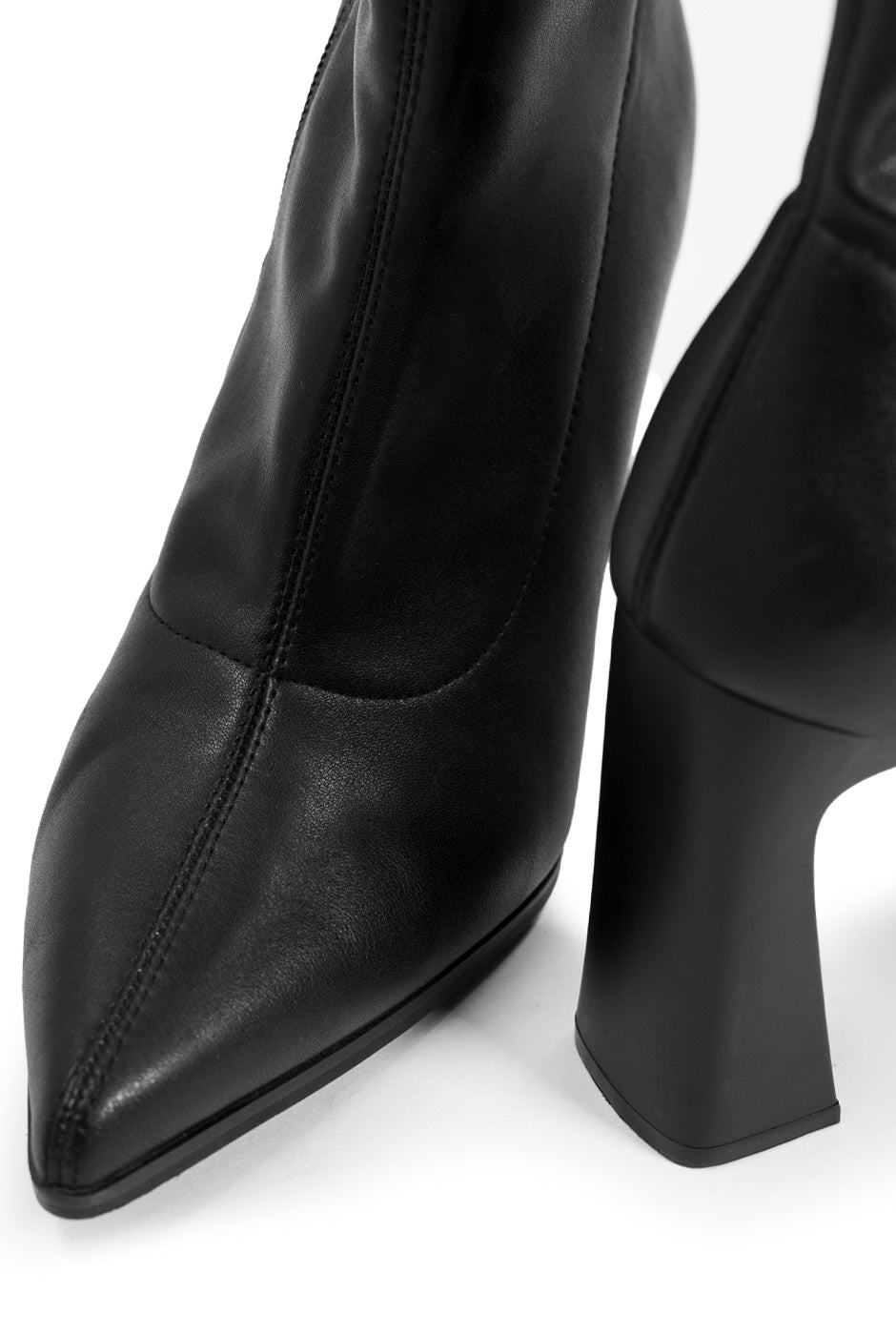 Botín PU Sock negro de ecopiel con tacón grueso y cierre lateral