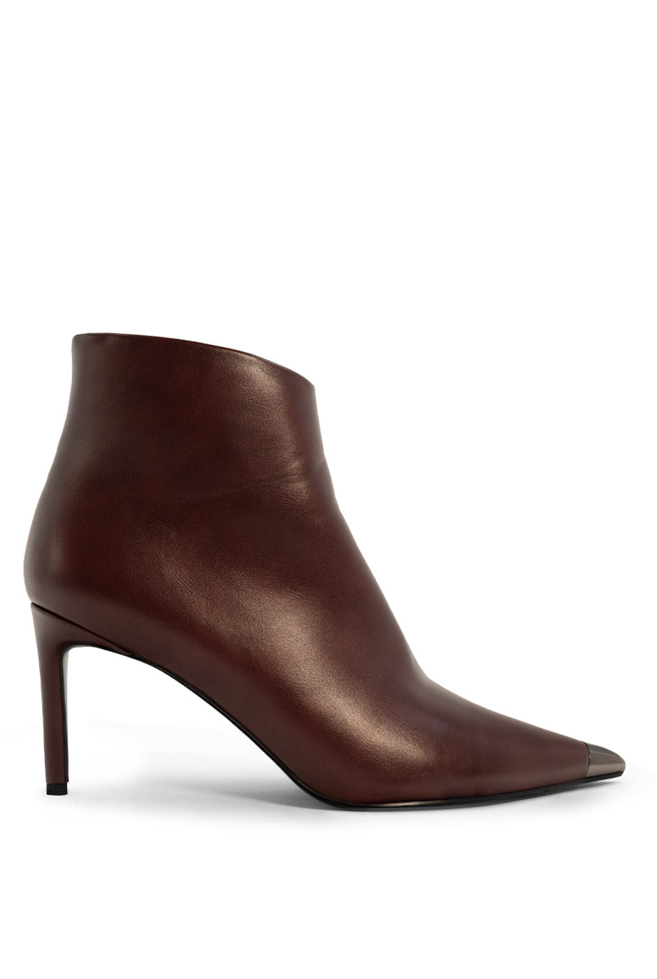 Botín PU negro con tacón stiletto y punta metálica