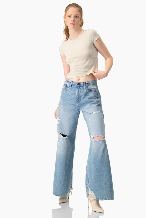 Slim Top Tejido Combinado