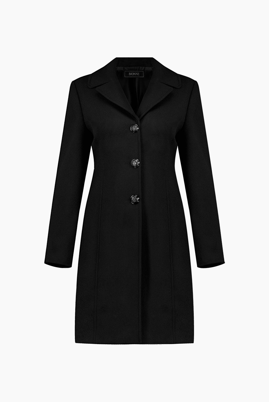 Abrigo cruzado negro con botones