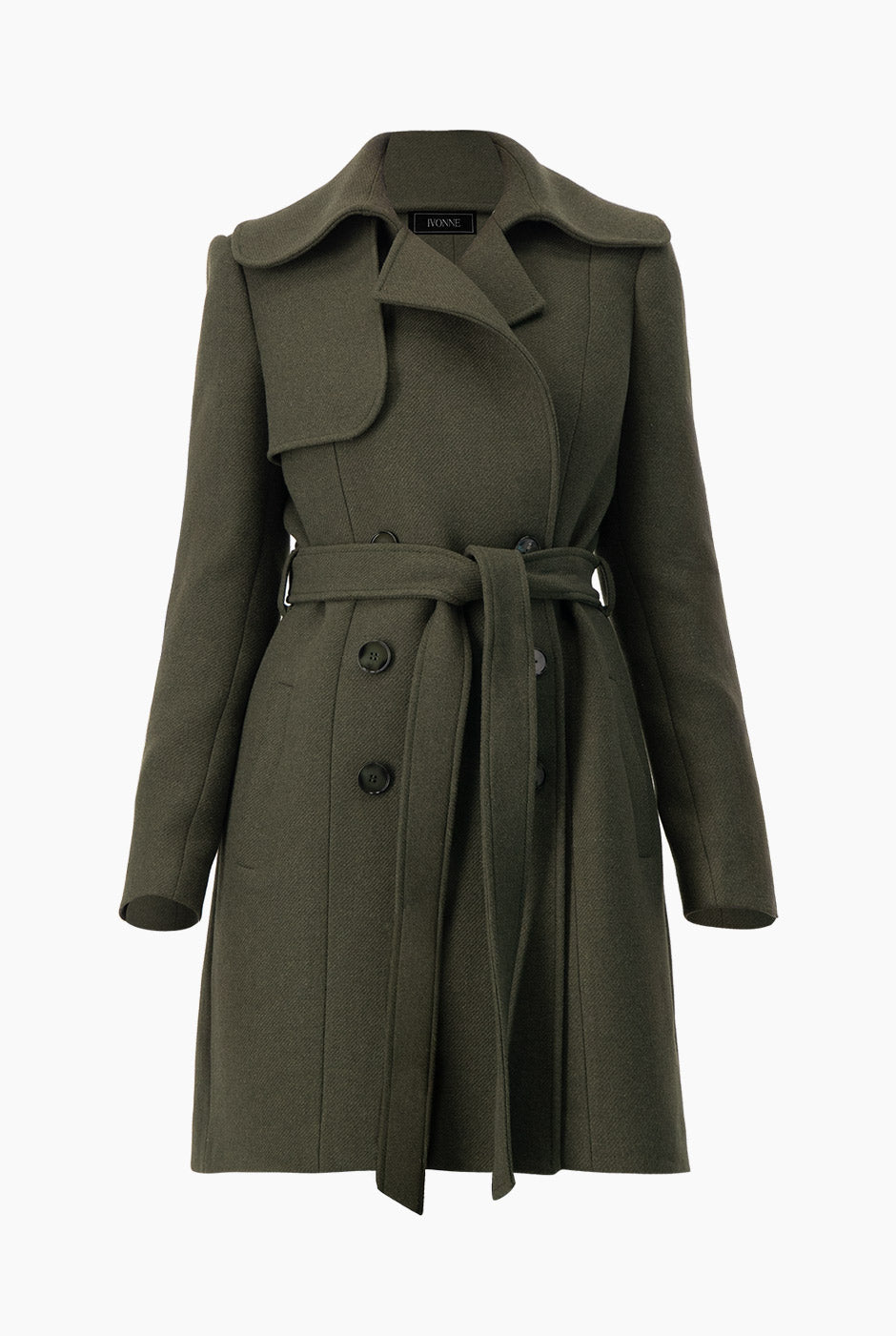 Abrigo cruzado con cinta en cintura