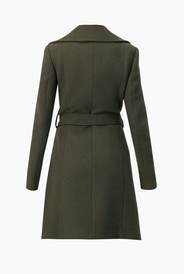 Abrigo cruzado con cinta en cintura