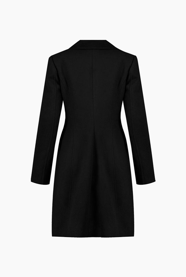 Abrigo cruzado negro con botones