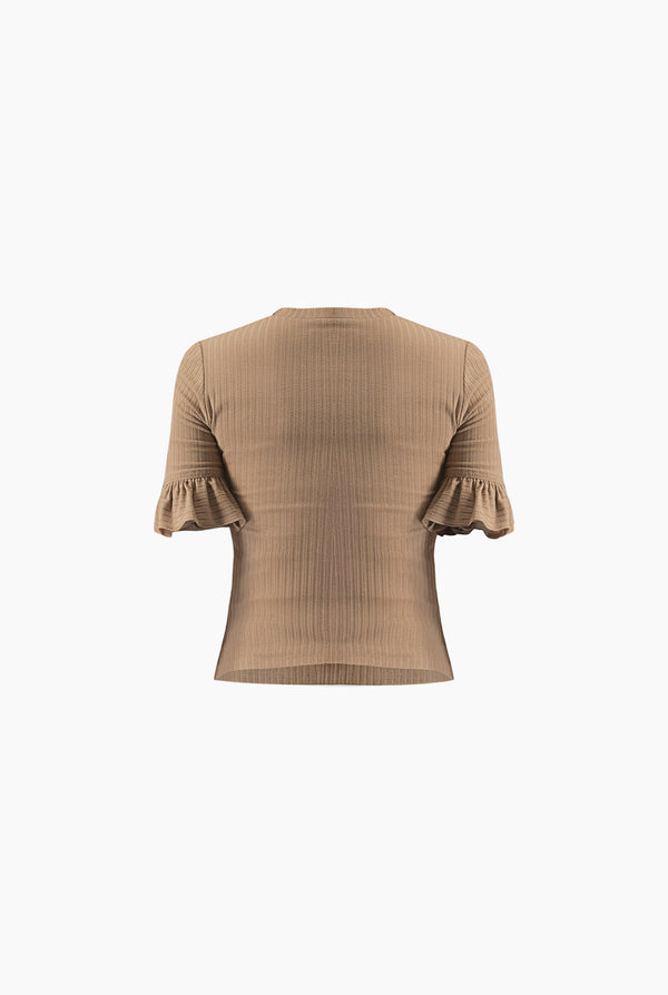 Blusa de manga volantes beige