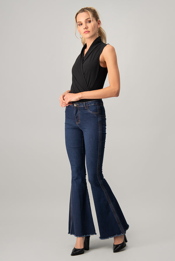 Body Drapeado sin mangas Negro