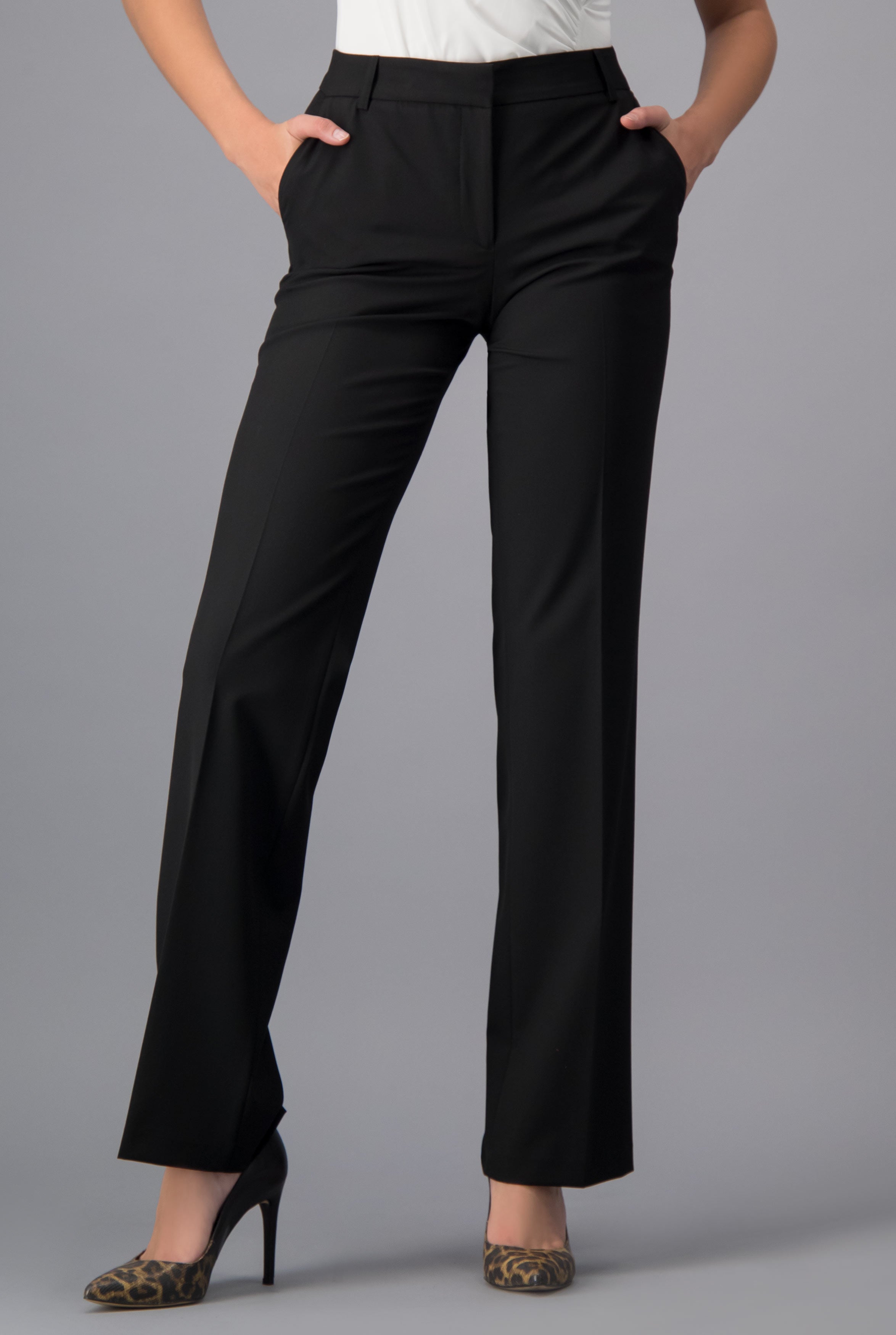 Pantalón recto presillas Negro