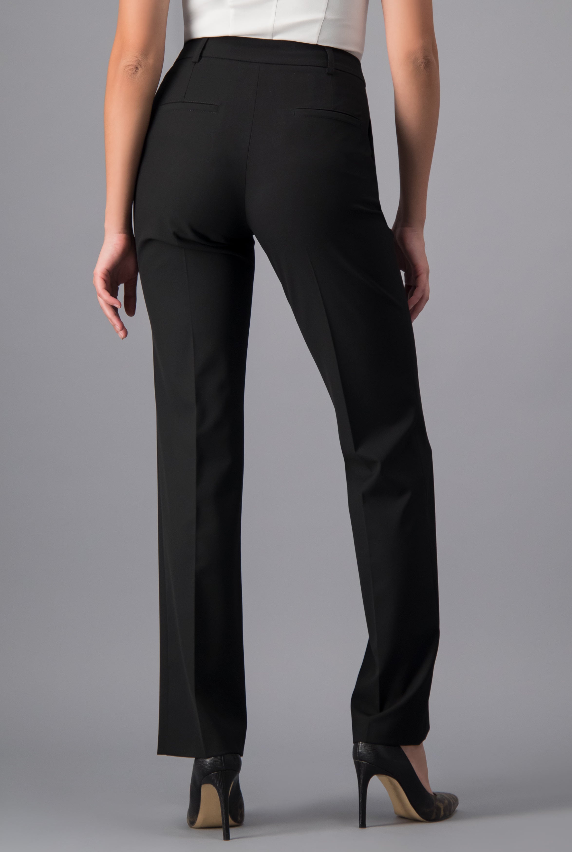 Pantalón recto presillas Negro